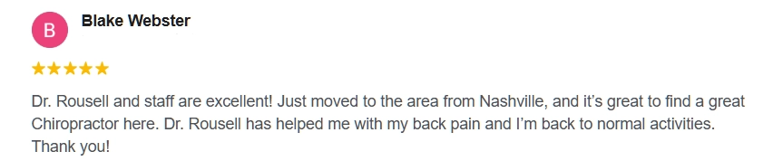 Google Review From Blake saying Dr. Roussel and staff are excellent.