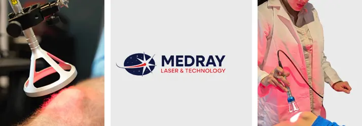 A photo grid with 3 photos of laser therapy.