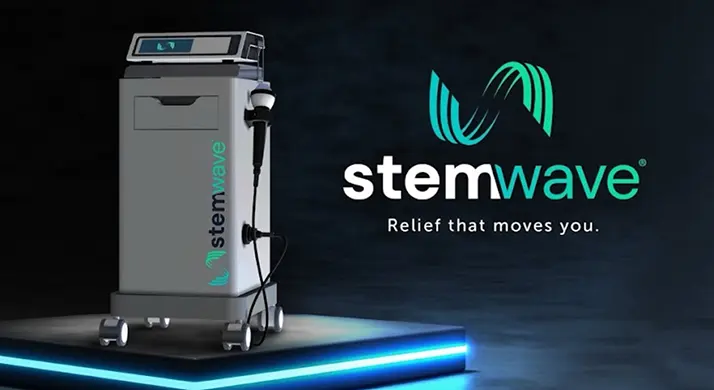 The StemWave machine and logo.